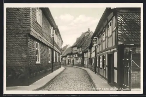 AK Goslar, Malerische alte Gasse