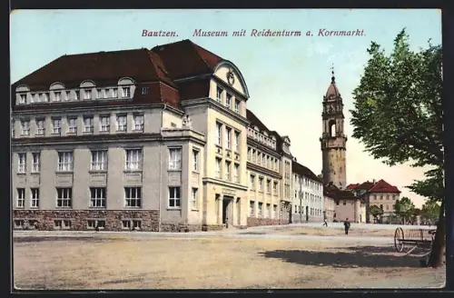 AK Bautzen, Museum mit Reichenturm am Kornmarkt