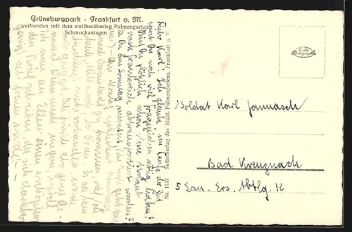 AK Frankfurt-Westend, Grüneburgpark, Schmuckanlagen, Gebäude