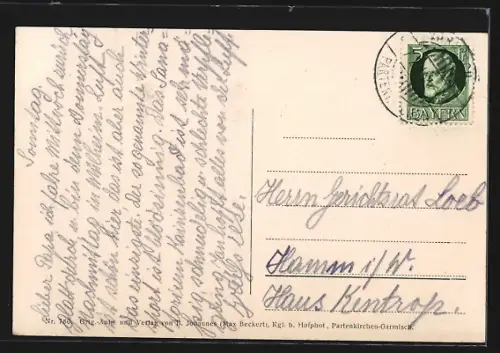 AK Partenkirchen, Wintersportplatz, Skifahrer, Berghütte