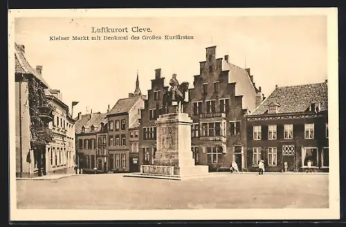 AK Cleve, Kleiner Markt mit Denkmal des Grossen Kurfürsten