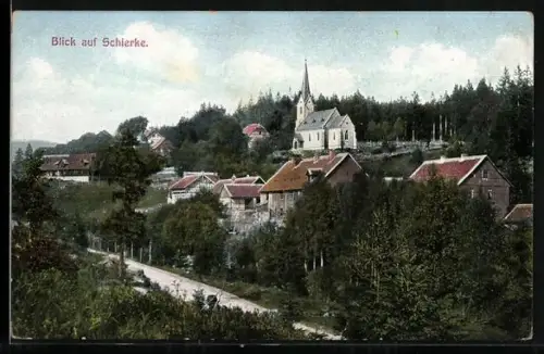 AK Schierke, Blick auf Ort und Kirche