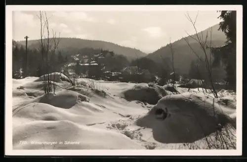 AK Schierke, Wintermorgen, verschneite Landschaft