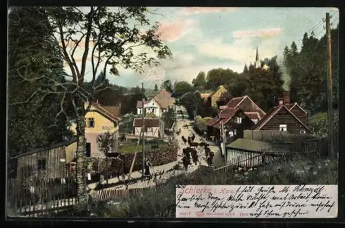 AK Schierke i. Harz, Ortsansicht mit Kirche und Wohnhäusern