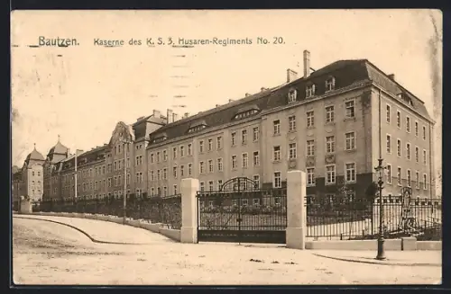 AK Bautzen, Kaserne des K. S. 3. Husaren-Regiments No. 20