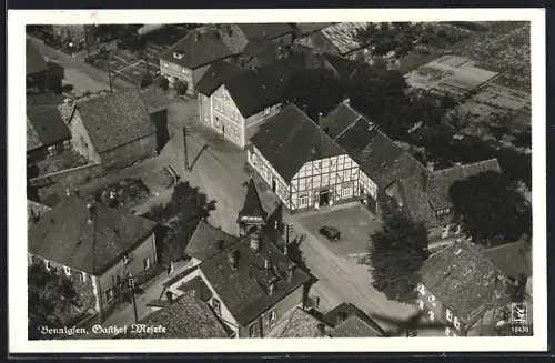 AK Bennigsen, Gasthof Meseke aus der Vogelschau, Inh. Karl Stamme