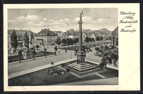 AK Oldenburg i. Oldbg., Friedensplatz und Haarenufer