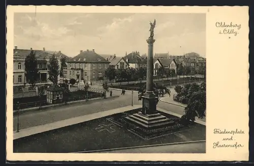 AK Oldenburg i. Oldbg., Friedensplatz, Haarenufer