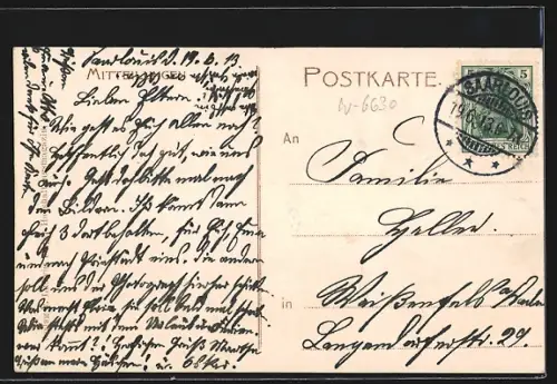 AK Saarlouis, Marktplatz, Kaserne des 1. Rhein. Feld-Art. Regts. v. Holtzendorff, evgl. Kirche mit Pfarrhaus