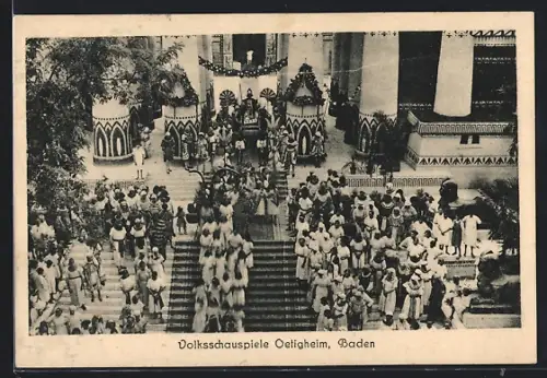 AK Ötigheim, Volksschauspiel Ötigheim, Umzug vor einem ägyptischen Palast