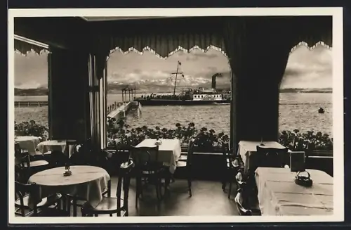 AK Friedrichshafen a. B., Cafe-Konditorei-Restaurant G. Rommelspacher am Dampfschiffhafen, Innenansicht