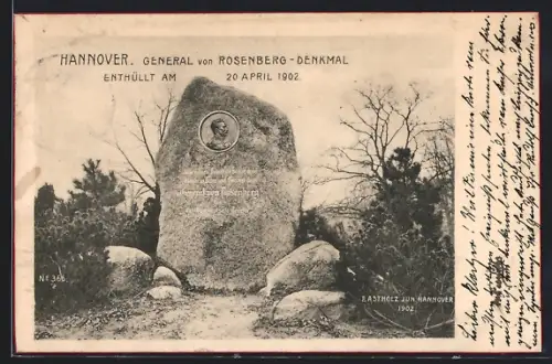 AK Hannover, General von Rosenberg-Denkmal, enthüllt 20.4.1902
