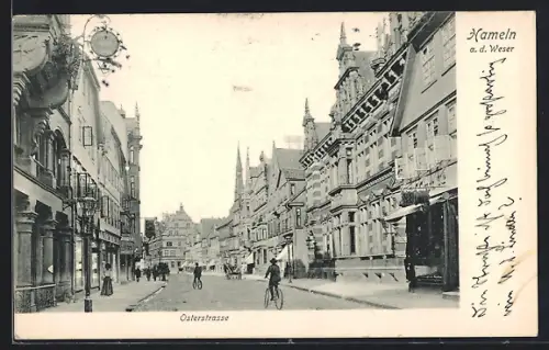 AK Hameln a. d. Weser, Osterstrasse mit Geschäft von S. Simon