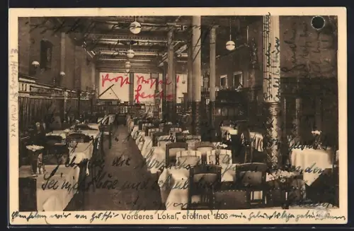 AK Göttingen, Restaurant Franziskaner, Vorderes Lokal, eröffnet 1906