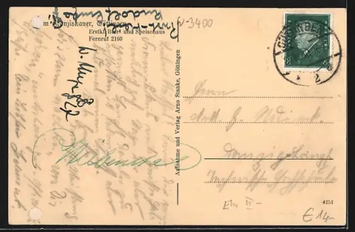 AK Göttingen, Restaurant Franziskaner, Vorderes Lokal, eröffnet 1906
