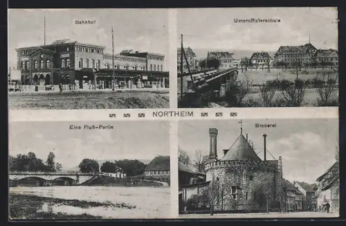 AK Northeim, Unteroffziersschule, Bahnhof, Brauerei
