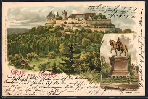 Künstler-AK Erwin Spindler: Coburg, Veste Coburg, Denkmal