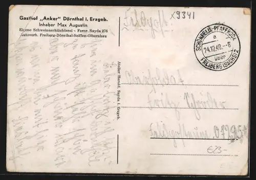 AK Dörnthal i. Erzgeb., Gasthof Anker, Original Erzgeb. Saal, Inh. Max Augustin