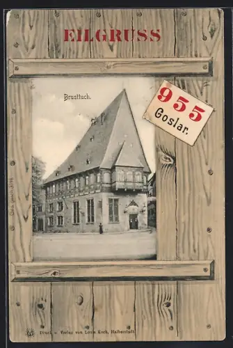 AK Goslar, Brusttuch im Holzkisten-Passepartout