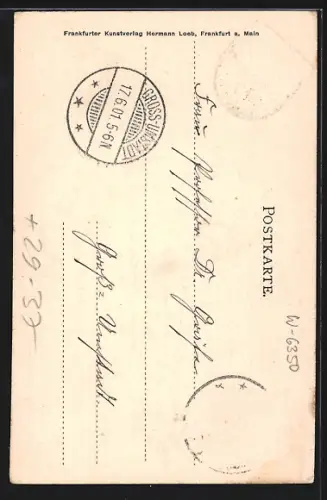 Passepartout-Lithographie Bad Nauheim, Sprudel von oben gesehen, Wappen