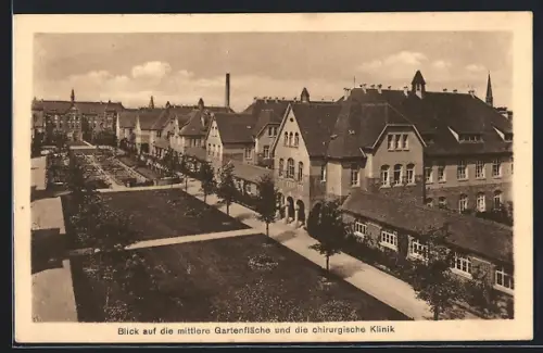 AK Köln-Lindenthal, Mittlere Gartenfläche, chirurgische Klinik, Universitäts-Klinik Lindenburg