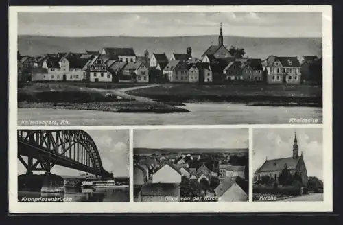 AK Kaltenengers /Rh., Rheinseite, Kronprinzenbrücke, Kirche
