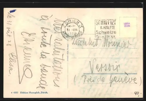 AK Zürich, Bahnhofstrasse mit Strassenbahn