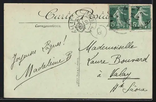 AK Roanne, Place d`Armes et Rue Nationale, Strassenbahn