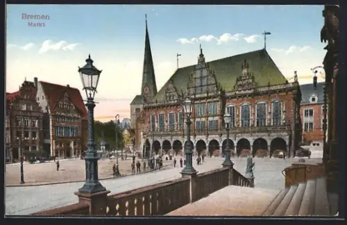 AK Bremen, Markt mit Rathaus