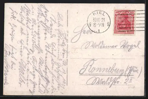 AK Kiel, Rathaus mit Strassenpartie