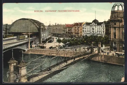 AK Berlin, Bahnhof Friedrichstrasse, Brücke über die Spree