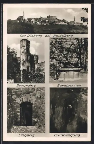 AK Neckarsteinach, Dilsberg mit Burgruine, Burgbrunnen, Eingang & Brunnengang