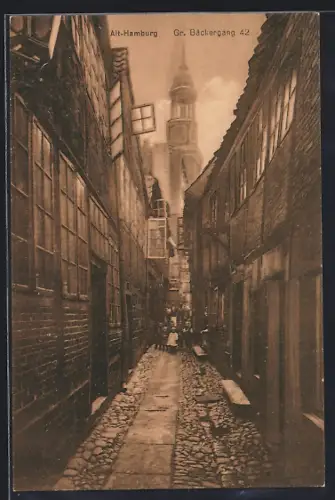 AK Alt-Hamburg, Gr. Bäckergang 42 mit Kindern