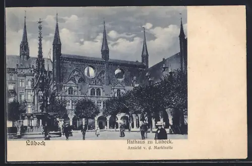 AK Lübeck, Rathaus vom Markt aus gesehen