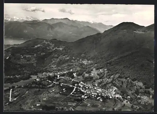 AK Novaggio, Panorama e Lago Maggiore, Fliegeraufnahme