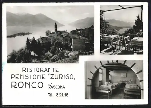 AK Ronco s/ Acona, Restaurant-Pension Zurigo, Innenansicht