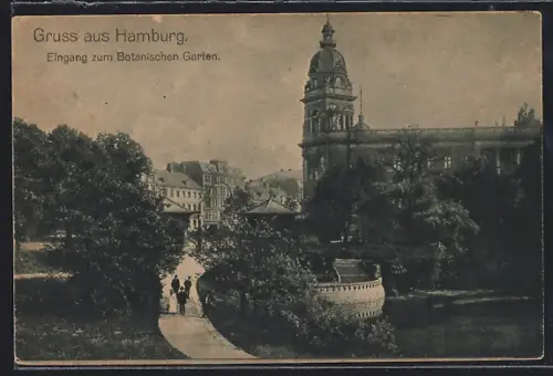 AK Hamburg-St.Pauli, Eingang zum Botanischen Garten