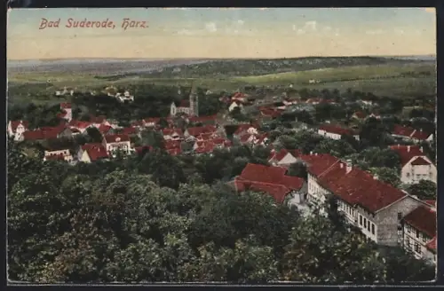 AK Bad Suderode, Harz, Ortsansicht mit Kirche und umliegenden Gebäuden