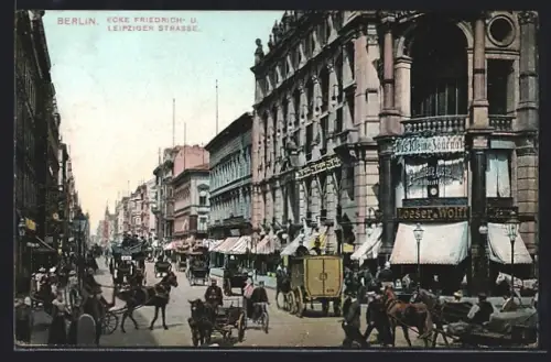 AK Berlin, Ecke Friedrich- und Leipziger Strasse, Kaufhaus Loeser & Wolf, Strassenansicht