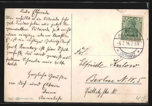 AK Suderode a. Harz, Ortsansicht mit Kirche und umliegender Landschaft