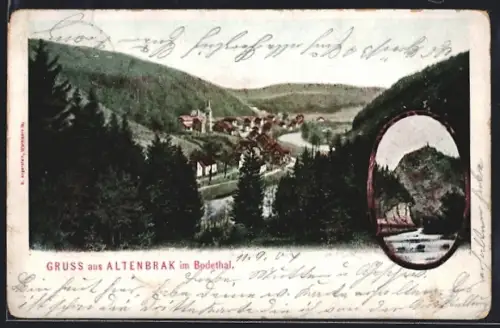 AK Altenbrak im Bodethal, Ortsansicht, Flusslauf