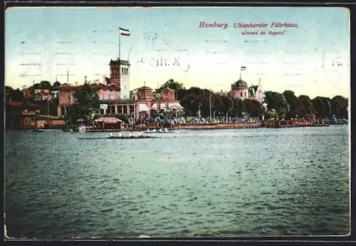 AK Hamburg, Uhlenhorster Fährhaus während der Regatta