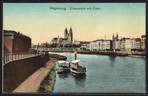 AK Magdeburg, Elbansicht mit Dom