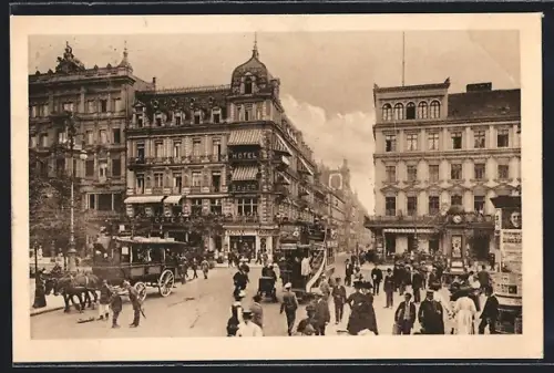 AK Berlin, Unter den Linden, Ecke Friedrichstrasse, Hotel Bauer