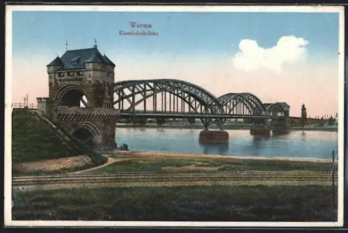AK Worms, Eisenbahnbrücke