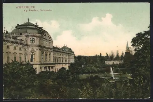AK Würzburg, Kgl. Residenz, Gartenseite