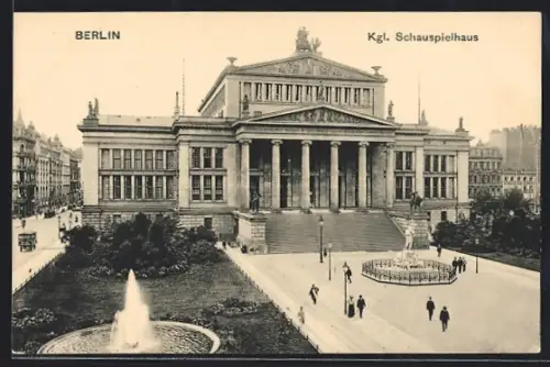 AK Berlin, Kgl. Schauspielhaus, Brunnen, Platzansicht, Gendarmenmarkt