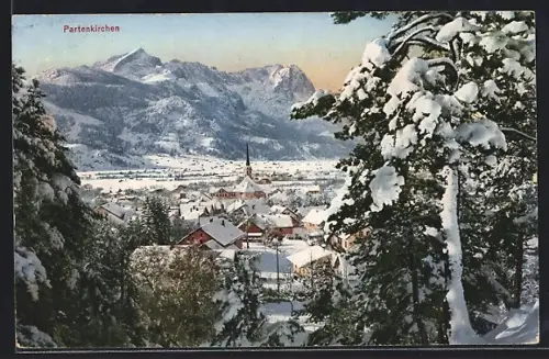 AK Partenkirchen, Teilansicht im Schnee