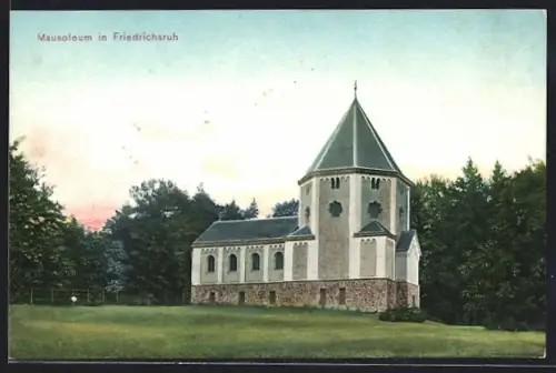 AK Friedrichsruh, Mausoleum bei Dämmerung