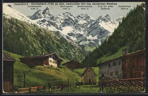 AK Oberstdorf-Einödsbach, Bergpanorama, Trettachspitze, Mädelegabel, Hochfrottspitze